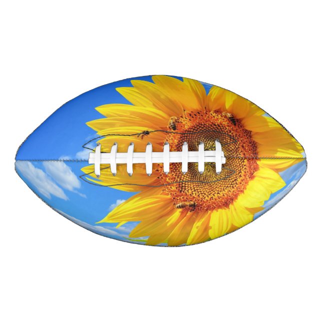 Gelbe Sonnenblumen und Bienen auf Blue Sky Footbal Football (Vorderseite)