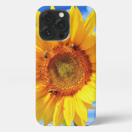 Gelbe Sonnenblumen und Bienen auf Blue Sky iPhone  13 Pro Hülle