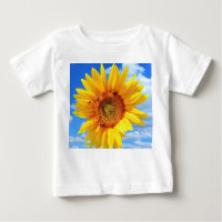 Gelbe Sonnenblumen und Bienen-Baby-T - Shirt