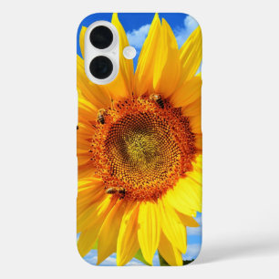 Gelbe Sonnenblumen und Bienen iPhone 16 Hülle
