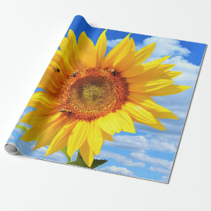 Gelbe Sonnenblumen und Bienenwaschpapier Geschenkpapier