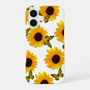 Gelbe Sonnenblumen und Schmetterlinge, iPhone 16 Hülle