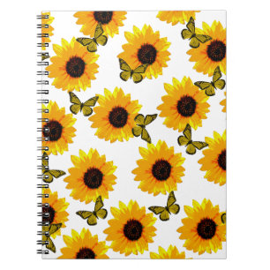Gelbe Sonnenblumen und Schmetterlinge, Notizblock
