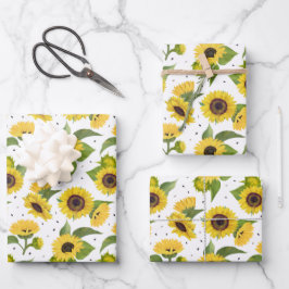 Gelbe Sonnenblumen und Sonnenblumen Geschenkpapier Set