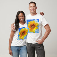 Gelbe Sonnenblumen und T - Shirt für Bienen