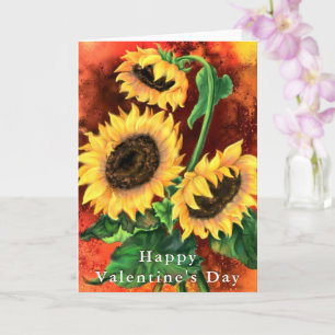 Gelbe Sonnenblumen Valentinstag-Karte Karte