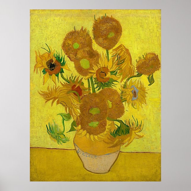 Gelbe Sonnenblumen Vintag Van Gogh Blumengemälde Poster (Vorne)