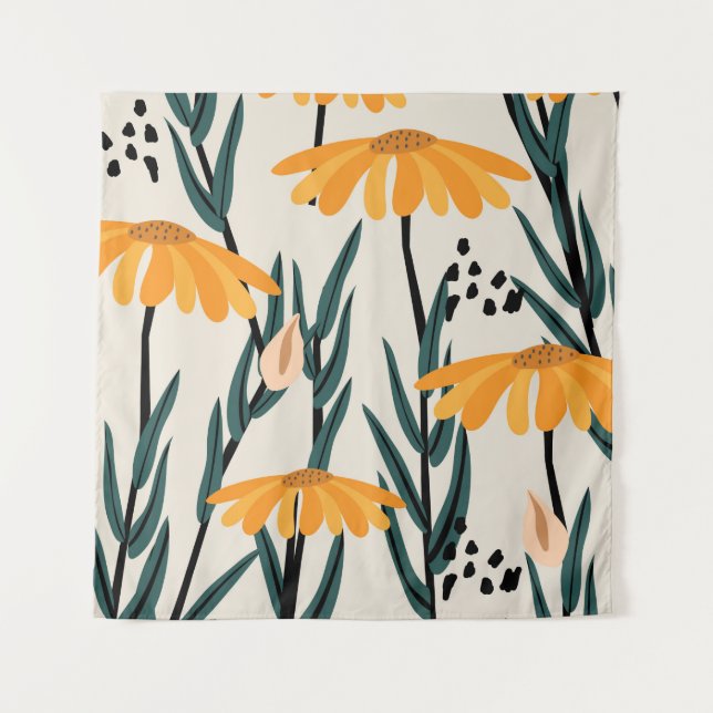 Gelbe Sonnenblumen Wandteppich (Vorderseite)