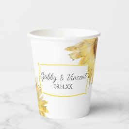 Gelbe Sonnenblumen Wasserfarbenprägung Pappbecher