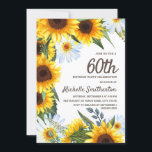 Gelbe Sonnenblumen Weiße Daisies 60. Geburtstag Einladung<br><div class="desc">Rustikale,  gelbe und braune Sonnenblumen und weiße Gänseblumen mit schönen grünen Blätter auf der 60. Geburtstagsfeier für Damen. Die Rückseite dieser Karte weist ein gelbes Polka-Punktmuster auf Weiß auf. Kontaktieren Sie uns für Hilfe bei der Anpassung oder um passende Produkte anzufordern.</div>