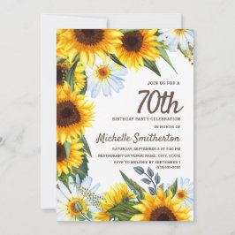 Gelbe Sonnenblumen Weiße Daisies 70. Geburtstag Einladung