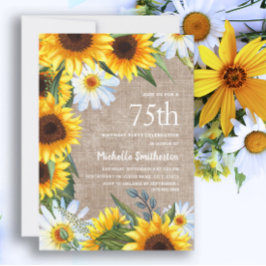 Gelbe Sonnenblumen Weiße Daisies 75. Geburtstag Einladung