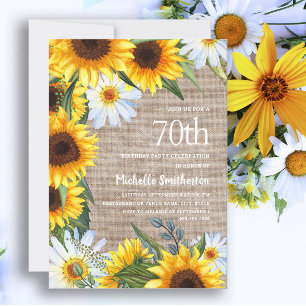 Gelbe Sonnenblumen Weiße Margeriten 70. Geburtstag Einladung