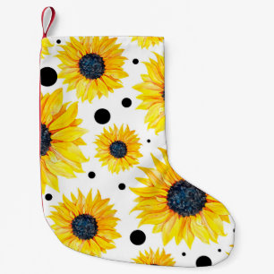 Gelbe Sonnenblumen Weißer Hintergrund Muster Kleiner Weihnachtsstrumpf