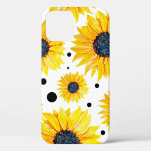 Gelbe Sonnenblumen Weißes Hintergrundmuster Case-Mate iPhone Hülle
