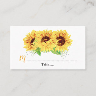 Gelbe Sonnenblumenblume Hochzeitssehen Platzkarten