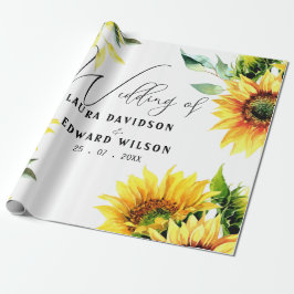 Gelbe Sonnenblumenblume, lebhafter Frühlingsbukett Geschenkpapier