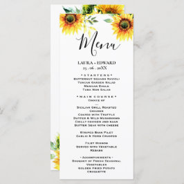 Gelbe Sonnenblumenblume, lebhafter Frühlingsbukett Menükarte