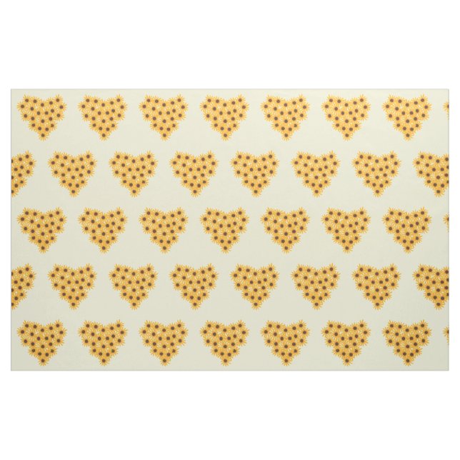 Gelbe Sonnenblumenherzen auf hellgelbem Stoff (Fat Quarter (45,7 x 55,9 cm))