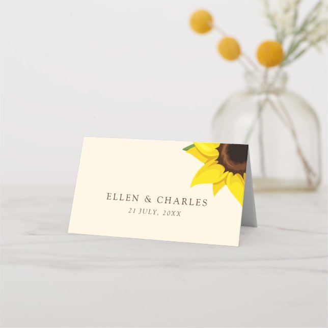 Gelbe Sonnenblumenkarte für den Gastplatz Platzkarte (Rückseite)