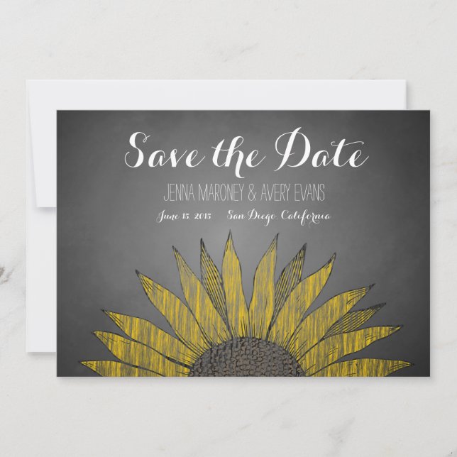 Gelbe Sonnenblumenkhalle Save the Date (Vorderseite)