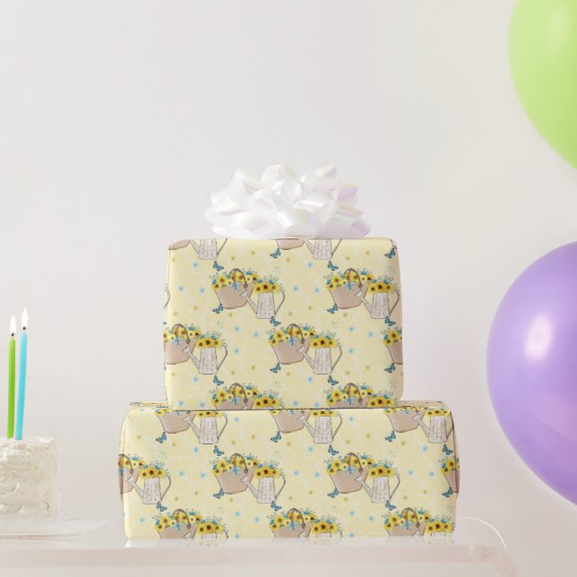 Gelbe Sonnenblumenkörbe Geschenkpapier (Partygeschenke)