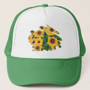 Gelbe Sonnenblumenpflaster Pinselstrich Stiefelhaa Truckerkappe