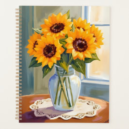 Gelbe Sonnenblumenstrauß-Wasserfarben-Blumen Planer