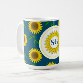 Gelbe Sonnenblütenmonogramm Kaffeetasse