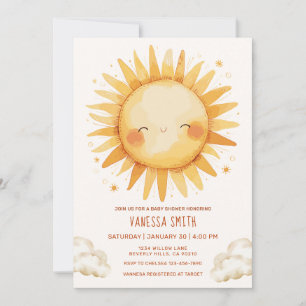 Gelbe Sonnenschein-Geschlechtsneutrale Babyparty Einladung