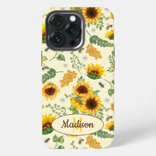 Gelbe Sonnige Gemalte Garten Sonnenblumen Honigbie iPhone 13 Pro Hülle