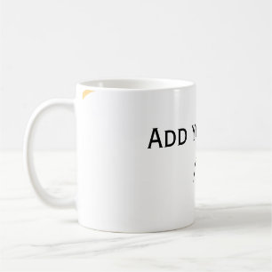 Gelbe spanische Randname-Textzeilen Kaffeetasse
