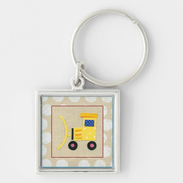 Gelbe Spielzeug-Bulldozer-LKW von Chariklia Zarria Schlüsselanhänger (Vorne)