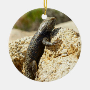 Gelbe Spiny Lizard bei Joshua Tree Keramik Ornament