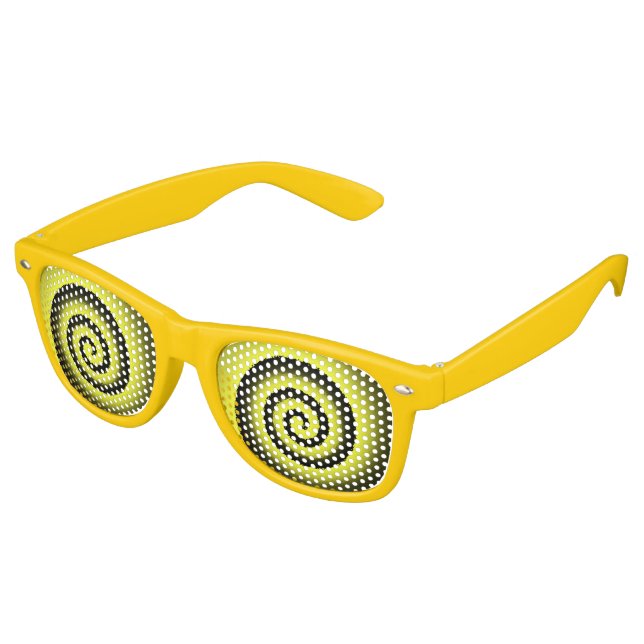 Gelbe Spiralschirme aus Party Partybrille (Schrägansicht)