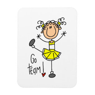 Gelbe Stäbchenfigur Cheerleader T-Shirts und Gesch Magnet