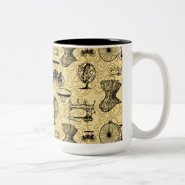 Gelbe Steampunk-Muster Tasse (Rechts)