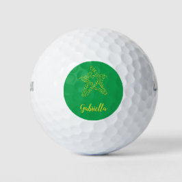 Gelbe Sterne auf Grün Golfball