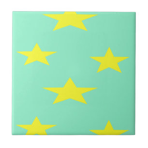 Gelbe Sterne auf Türkis Fliese