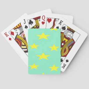 Gelbe Sterne auf Türkis Spielkarten
