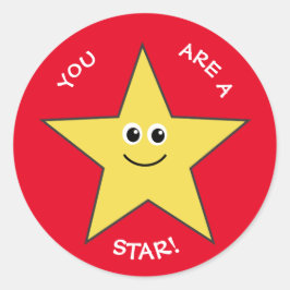 Gelbe Sterne Lehrer loben rot Runder Aufkleber