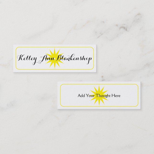 Gelbe Sternexplosion Telefonnummerkarte (Vorne/Hinten)