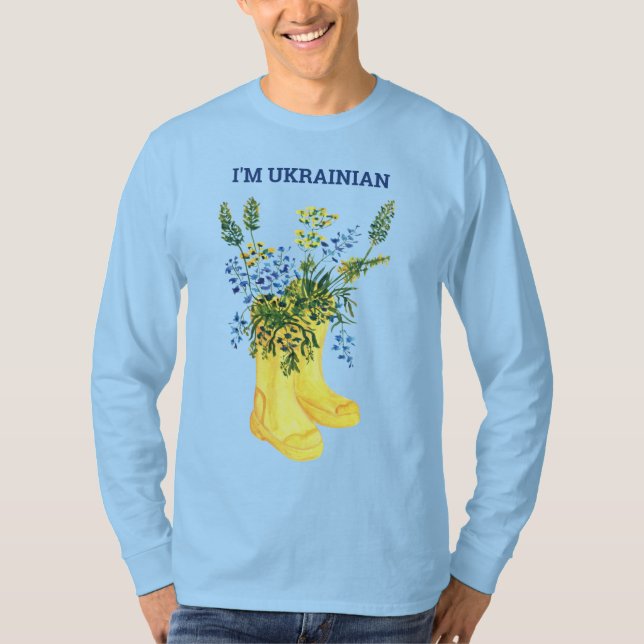 Gelbe Stiefel mit blauen Blumen Ukraine Sweatshirt T-Shirt (Vorderseite)