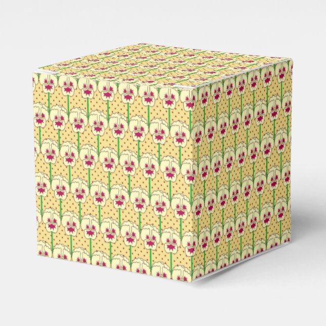 Gelbe Stiefmütterchen - Retro-Tapete Geschenkschachtel (Vorderseite)