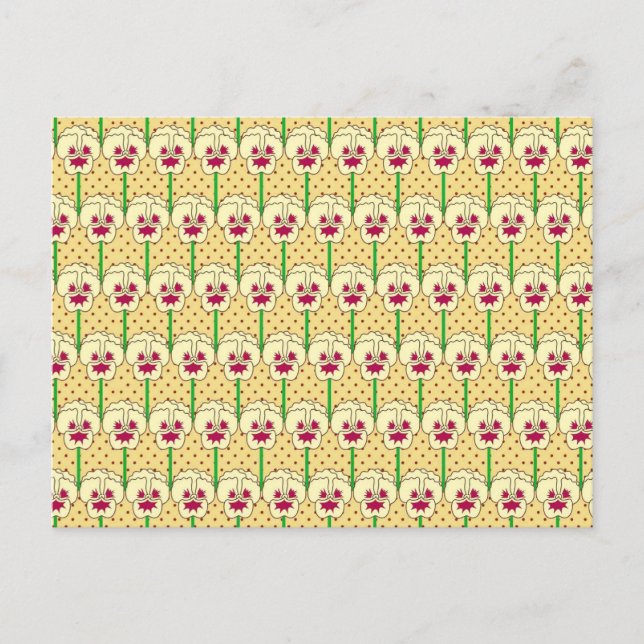 Gelbe Stiefmütterchen - Retro-Tapete Postkarte (Vorderseite)