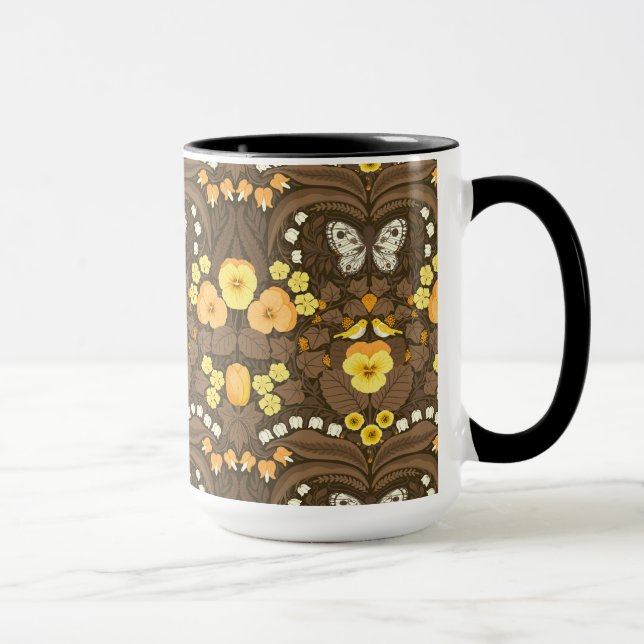 Gelbe Stiefmütterchen, Vögel und Schmetterlinge Tasse (Rechts)