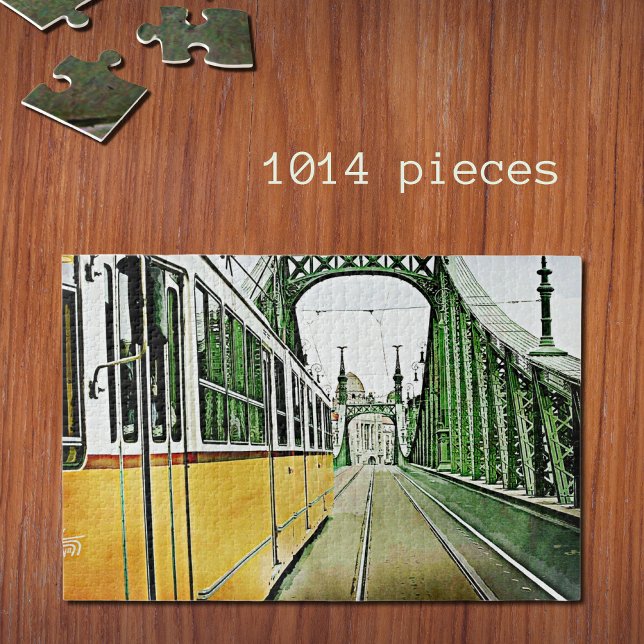 Gelbe Straßenbahn auf der Liberty-Brücke - Budapes Puzzle (Von Creator hochgeladen)