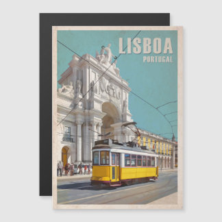 Gelbe Straßenbahn, Augusta Street Arch. Lissabon,  Magneteinladung