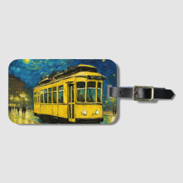 Gelbe Straßenbahn in einer sternförmigen Nacht - B Gepäckanhänger