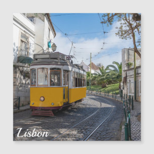 Gelbe Straßenbahn in Lissabon, Portugal Magnetkarte